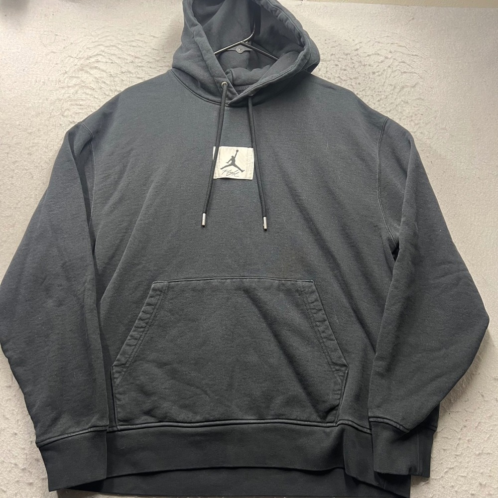 Jordan Flight Hoodie Mens Large Black Fleece Pullover Sweatshirt CV2244-010